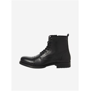 Black Men's Leather Winter Ankle Boots Jack & Jones Shaun - Men