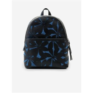Blue and Black Womens Patterned Backpack Desigual Onyx Mombasa Mini - Women