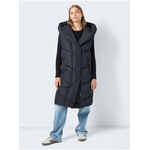 Black Ladies Long Quilted Vest Noisy May Tally - Ladies