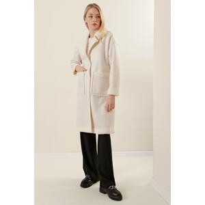 Bigdart 9097 Faux Shearling Leather Coat - White