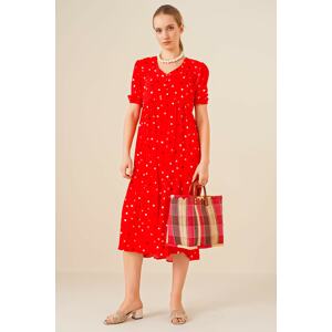 Bigdart 1976 V-Neck Patterned Dress - Red