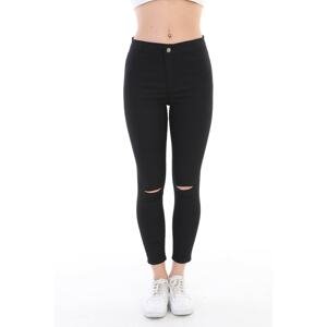 BİKELİFE Black High Waist Lycra Ripped Detailed Leggings Trousers.