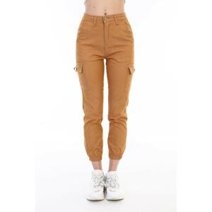 BİKELİFE Camel Cargo Pocket Gabardine Trousers