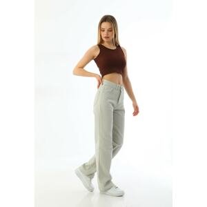 BİKELİFE Women's Stone Wide Leg Palazzo High Waist Trousers