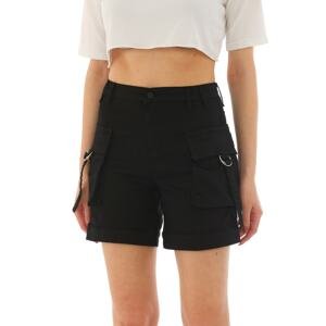 BİKELİFE Black High Waist Flexible Denim Shorts With Pocket.