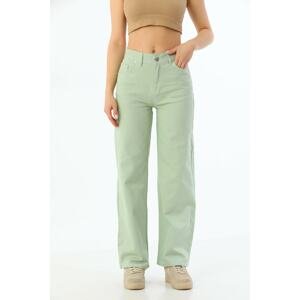 BİKELİFE Women's Water Green Wide Leg Palazzo High Waist Trousers.