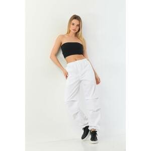 BİKELİFE Women's White Pajamas Parachute Pants