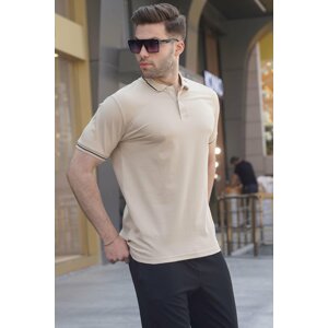 Madmext Beige Men's Polo Neck T-Shirt 6113