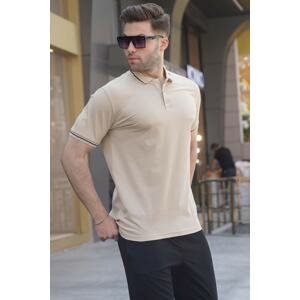 Madmext Beige Men's Polo Neck T-Shirt 6113