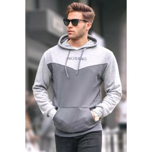 Madmext Smoked Men's Hooded Color Block Sweatshirt 6024