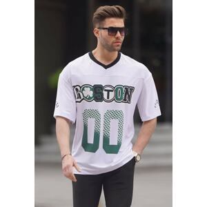 Madmext Men's White Oversized Printed T-Shirt 6130