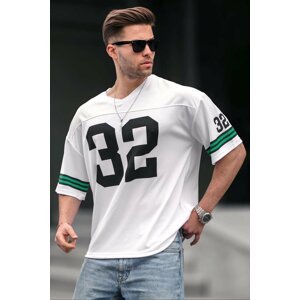 Madmext Men's White Printed Oversize T-Shirt 5838