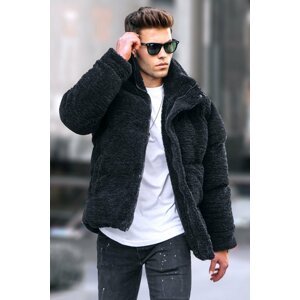 Madmext Men's Black Down Plush Coat 5698