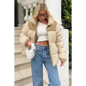 Madmext Beige Plush Oversize Coat