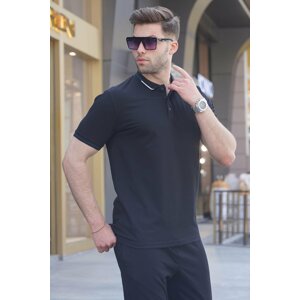 Madmext Men's Black Polo Neck T-Shirt 6113