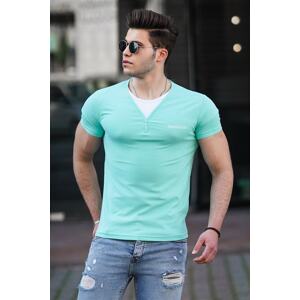 Madmext Men's Turquoise Buttoned T-Shirt 4581