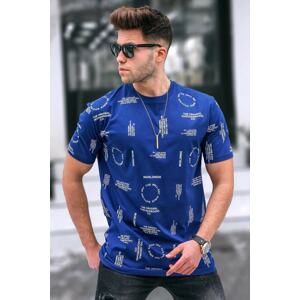 Madmext Printed Navy Blue T-shirt 5388