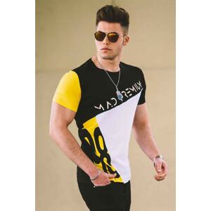 Madmext Color Block Printed Black T-Shirt 3029