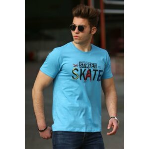 Madmext Men's Blue Printed T-Shirt 4548