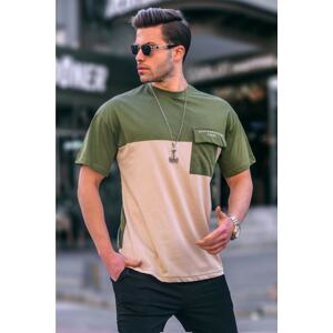 Madmext Khaki Color Block Overfit Men's T-Shirt 6088