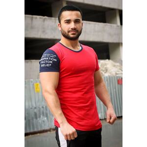 Madmext Sleeve Printed Claret Red T-Shirt 4021