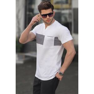 Madmext White Pocket Detailed Men's Regular Fit T-Shirt 6094