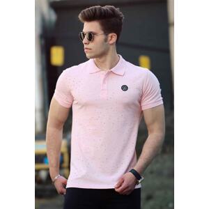 Madmext Ripped Detailed Powder Polo Neck Men's T-Shirt 4565