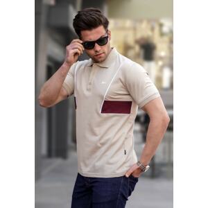 Madmext Beige Men's Polo Neck T-Shirt 5243