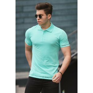 Madmext Turquoise Polo Neck Men's T-Shirt 4586