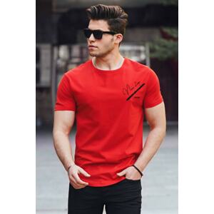 Madmext Red Men's T-Shirt with Embroidery 4627
