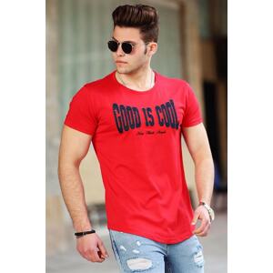 Madmext Red Printed Men's T-Shirt 4462