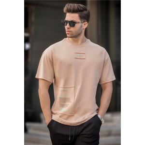 Madmext Men's Mink Patched Cotton T-Shirt 6068