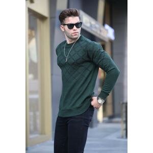 Madmext Nefti Green Patterned Crew Neck Knitwear Sweater 6019