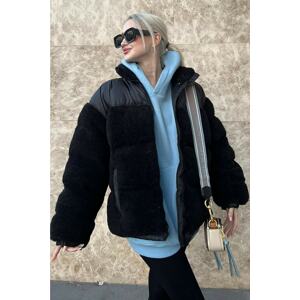 Madmext Black Plush Oversize Coat