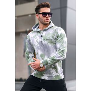 Madmext Men's Green Tie-Dye Patterned Hoodie Sweatshirt 4759