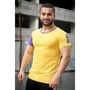 Madmext Sleeve Printed Yellow T-Shirt 4021