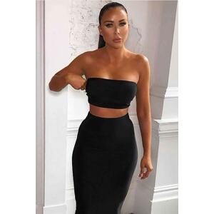 Madmext Mad Girls Strapless Black Crop Top Mg337