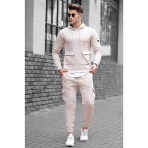 Madmext Beige Pocket Detailed Men's Tracksuit Set 4726