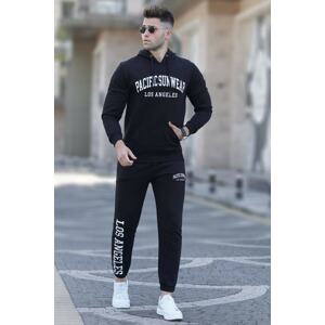 Madmext Black Printed Men's Tracksuit Set