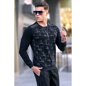 Madmext Black Patterned Crew Neck Knitwear Sweater 5968