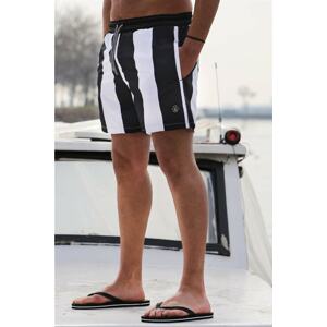 Madmext Black Striped Men's Marine Shorts 6360