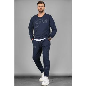 Madmext Men's Navy Blue Printed Tracksuit Set 4679