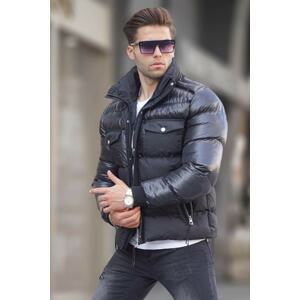 Madmext Black Stand-Up Collar Down Jacket with Pocket Detailed 5741