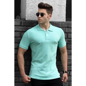 Madmext Shoulder Print Men's Turquoise Polo T-Shirt 4585