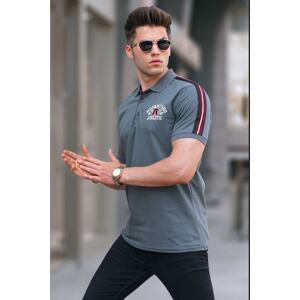 Madmext Smoked Embroidered Polo Neck T-Shirt 5875