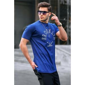 Madmext Printed Navy Blue T-shirt 5371