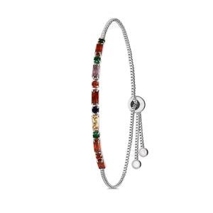 Polo Air Adjustable Women's Colorful Baguette Watertrack Bracelet with Zircon Stones.