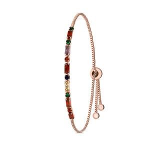 Polo Air Adjustable Women's Colorful Baguette Watertrack Bracelet with Zircon Stones.