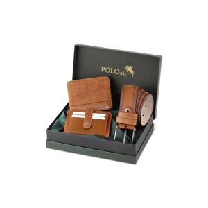 Polo Air Boxed Sport Tan Men's Wallet Belt Card Holder Set