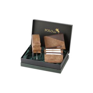 Polo Air Men's Mink Belt, Wallet, Card Holder Combination Set.